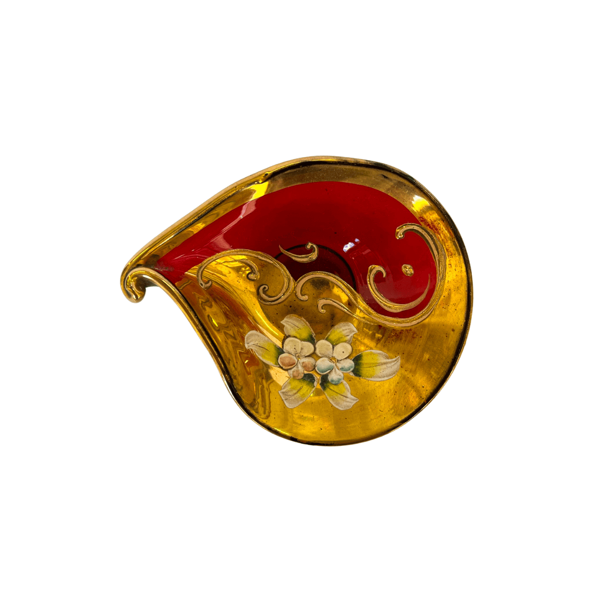 Saboneteira Folha de Cristal Veneziano e Detalhes em Ouro