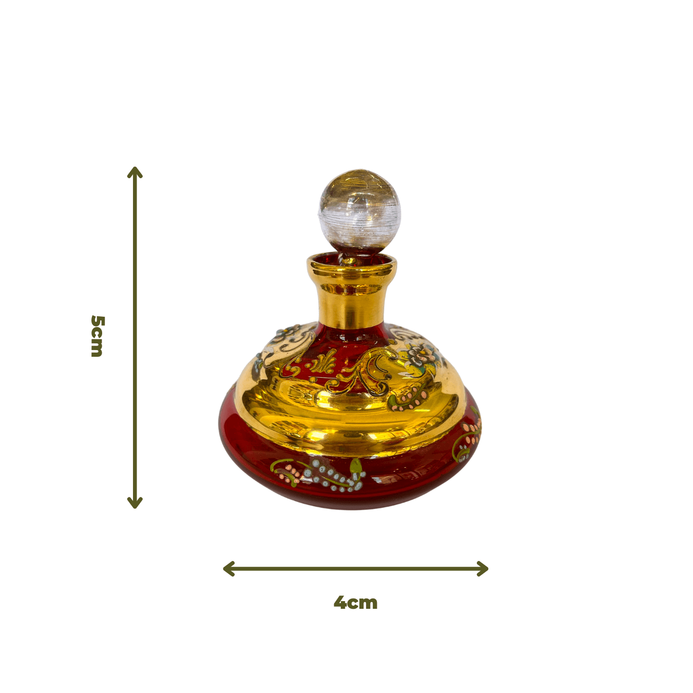 Recipiente de cristal veneziano e detalhes em ouro medidas