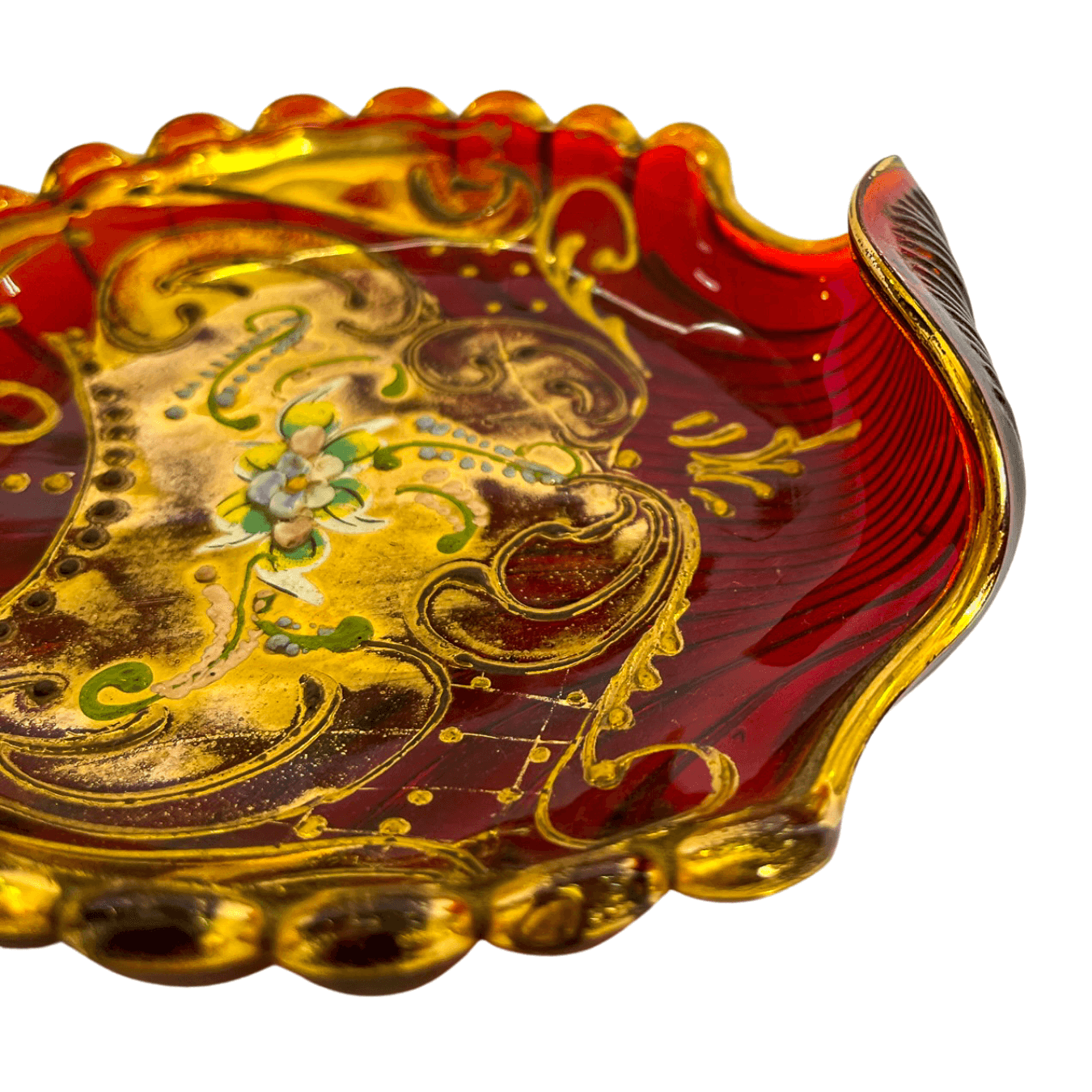 Saboneteira Concha de Cristal Veneziano e Detalhes em Ouro