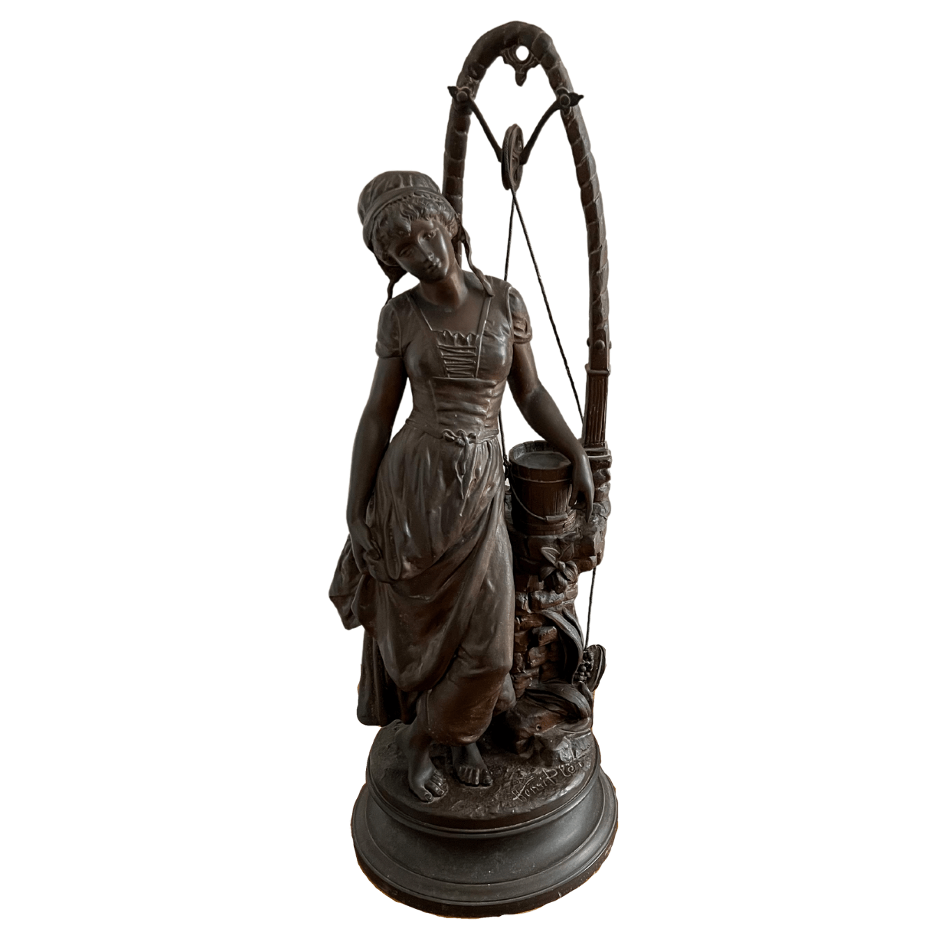 Escultura "Jeune fille au puits" de Henri Plé do século XIX
