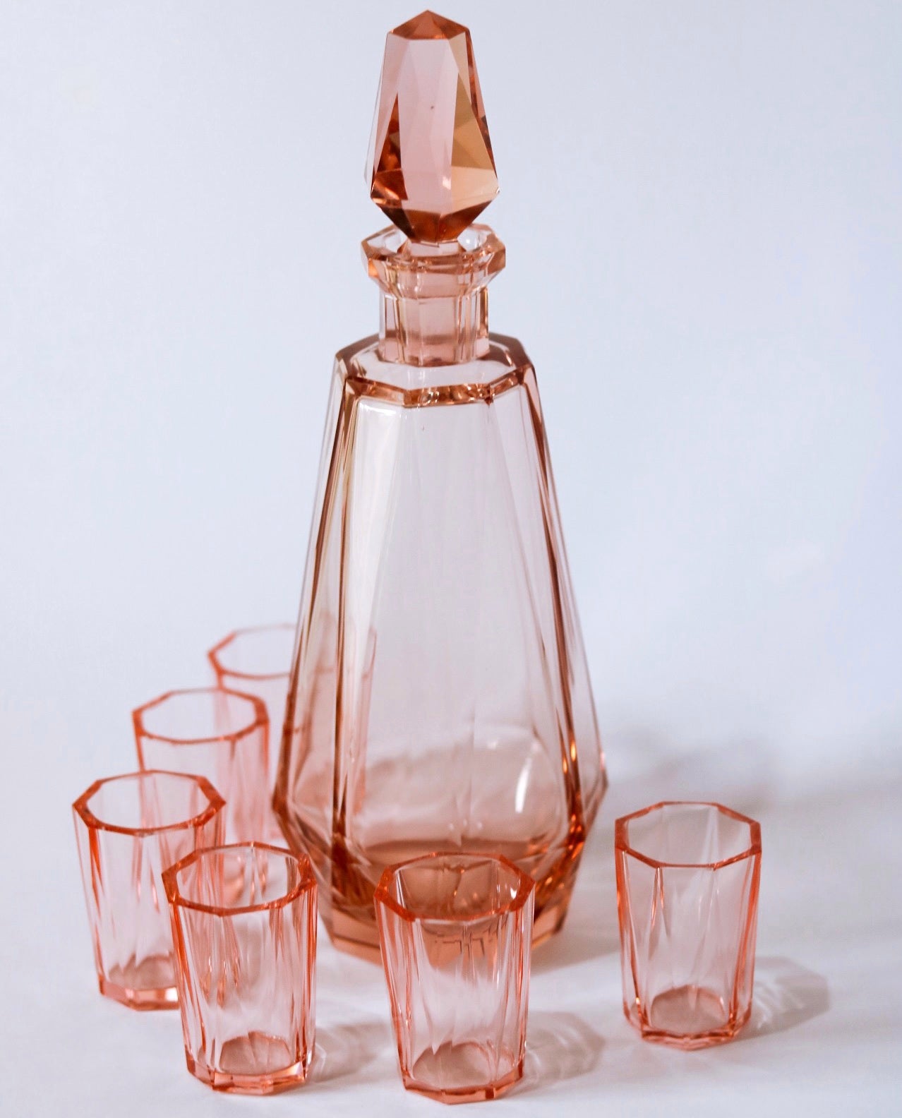 foto Conjunto de Licor 1970 em Cristal Rosé 1