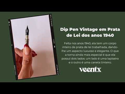 Dip Pen Vintage em Prata de Lei dos anos 1940