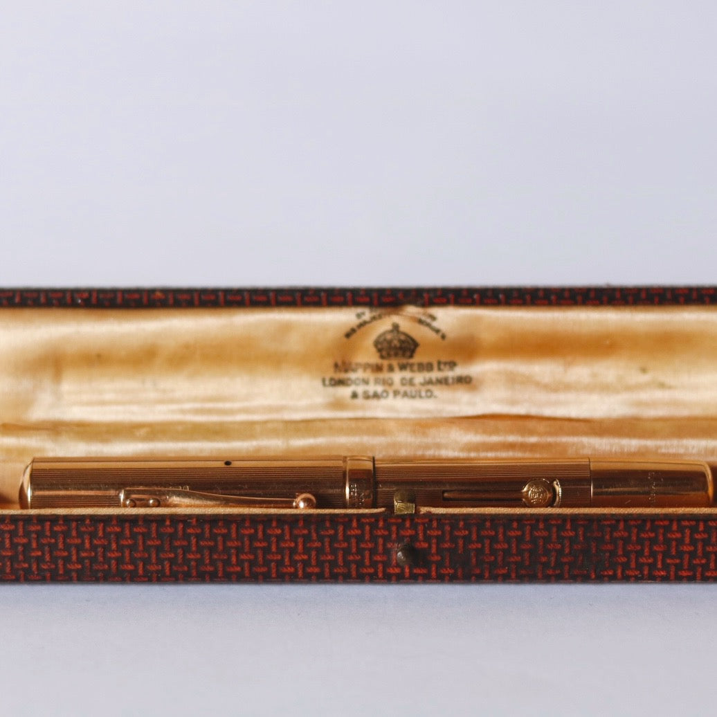 Caneta Tinteiro Mappin & Webb de 1930 - Modelo Waterman Ouro 9 CT